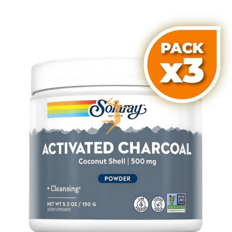 Pack 3x ACTIVATED COCONUT CHARCOAL 75Gr. SOLARAY