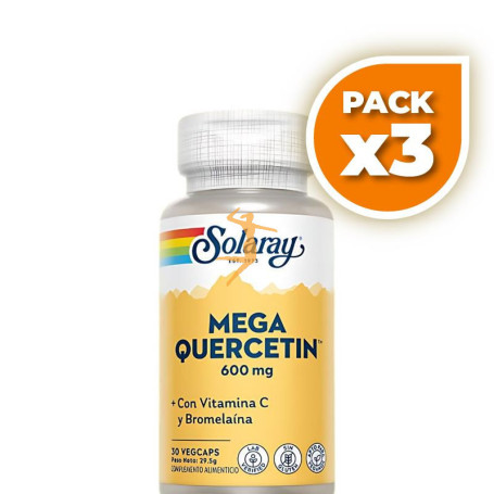 Pack 3x MEGA QUERCITIN 600Mg. 30 CÁPSULAS SOLARAY
