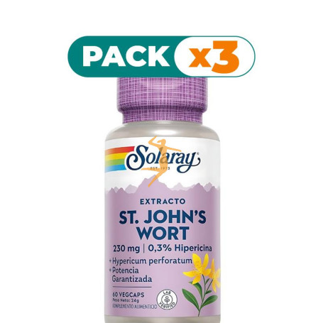 Pack 3x ST.JOHNS WORT 60 CAPSULAS SOLARAY