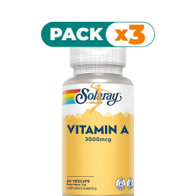 Pack 3x VITAMINA A 10,000 UI - 60 VEGCAPS SOLARAY