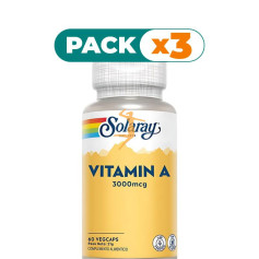 Pack 3x VITAMINA A 10,000 UI - 60 VEGCAPS SOLARAY