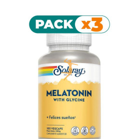 Pack 3x MELATONINA CON GLICINA 100 CÁPSULAS VEGETALES SOLARAY