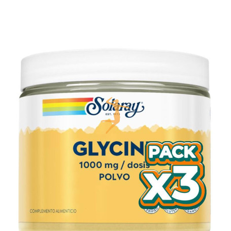 Pack 3x GLYCINE EN POLVO 1000MG 400G SOLARAY