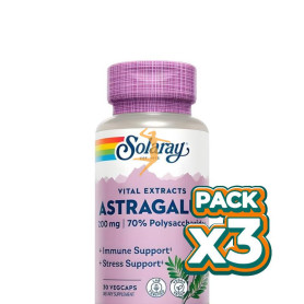 Pack 3x ASTRAGALUS EXTRACTO DE RAÍZ 200MG 30 CÁPSULAS VEGETALES SOLARAY