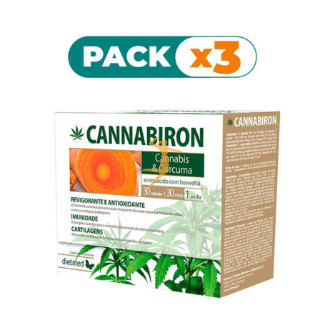 Pack 3x CANNABIRON 30 CAPSULAS + 30 COMPRIMIDOS DIETMED