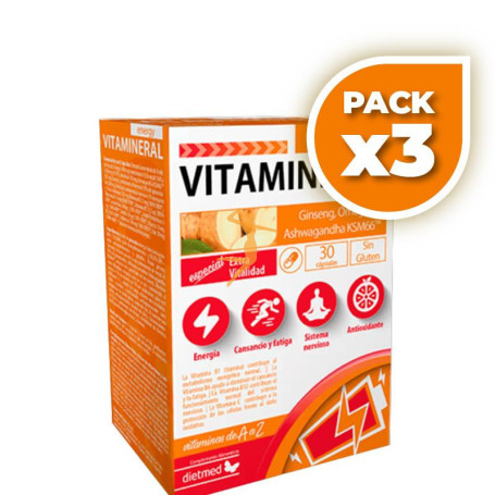 Pack 3x VITAMINERAL ENERGY 30 CÁPSULAS DIETMED
