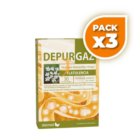 Pack 3x DEPURGAZ 30 COMPRIMIDOS DIETMED