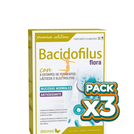 Pack 3x BACIDOFILUS FLORA 30 CÁPSULAS DIETMED