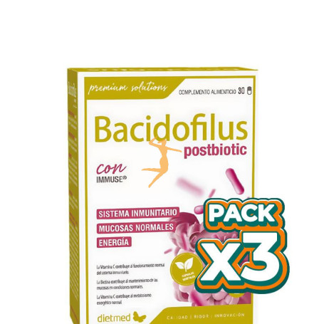 Pack 3x BACIDOFILUS POSTBIOTIC 30 CÁPSULAS DIETMED