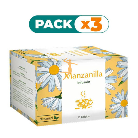 Pack 3x INFUSIÓN MANZANILLA 20 BOLSITAS DIETMED