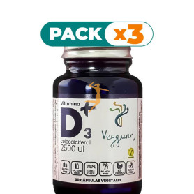 Pack 3x VITAMINA D3 2.500UI 30 CÁPSULAS VEGGUNN