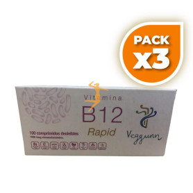 Pack 3x VITAMINA B12 RAPID 1000Mcg 100 COMPRIMIDOS VEGGUNN