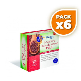 Pack 6x LEVADURA ARROZ ROJO PLUS 3% 30 CÁPSULAS DIETISA