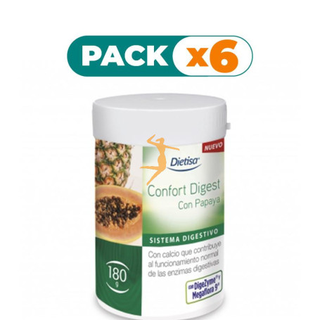 Pack 6x CONFORT DIGEST PAPAYA 180Gr. DIETISA