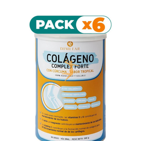 Pack 6x COLAGENO FORTE 300GR SABOR TROPICAL DIMEFAR
