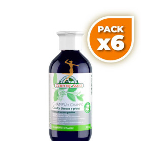 Pack 6x CHAMPÚ HENNA ÍNDIGO CABELLO GRIS Y BLANCO 300Ml. CORPORE SANO
