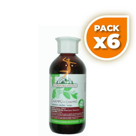 Pack 6x CHAMPÚ HENNA CABELLO CAOBA 300Ml. CORPORE SANO