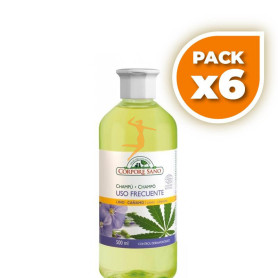 Pack 6x CHAMPU USO FRECUENTE (LINO-CAÑAMO) 500Ml. CORPORE SANO