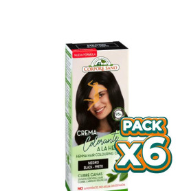 Pack 6x CREMA COLORANTE HENNA NEGRO 80Ml. CORPORE SANO