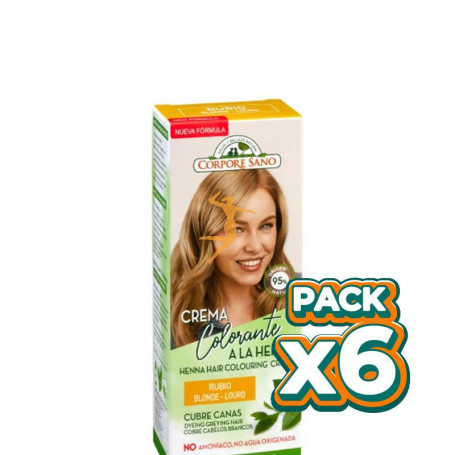Pack 6x CREMA COLOR CABELLO RUBIO 80Ml. CORPORE SANO