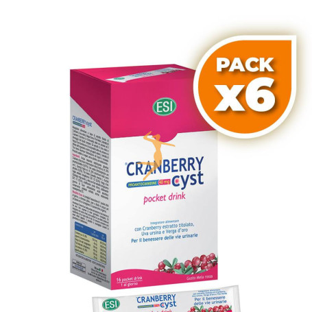 Pack 6x CRANBERRY CYST POCKET DRINK 16 SOBRES TREPAT DIET - ESI