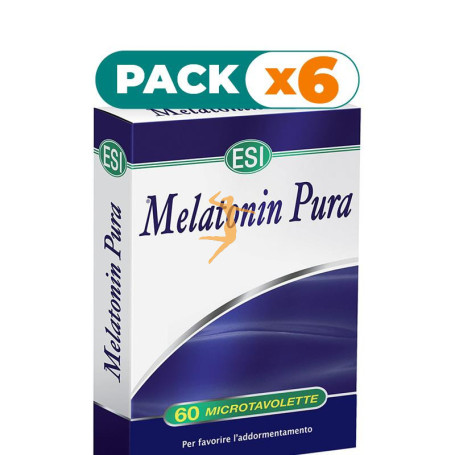 Pack 6x MELATONINA PURA 1Mg. 60 MICROTABLETAS TREPAT DIET - ESI