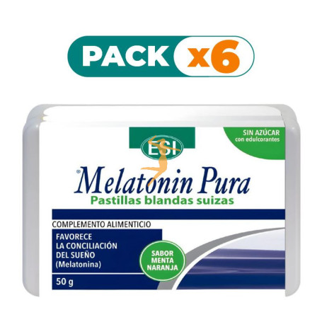 Pack 6x MELATONIN PURA 1MG PASTILLAS BLANDAS SUIZAS 50G ESI