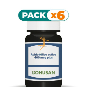 Pack 6x ÁCIDO FÓLICO ACTIVO 400Mcg. PLUS 90 TABLETAS BONUSAN