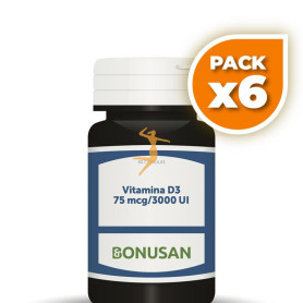 Pack 6x VITAMINA D3 75Mcg/3000UI 60 CÁPSULAS BONUSAN