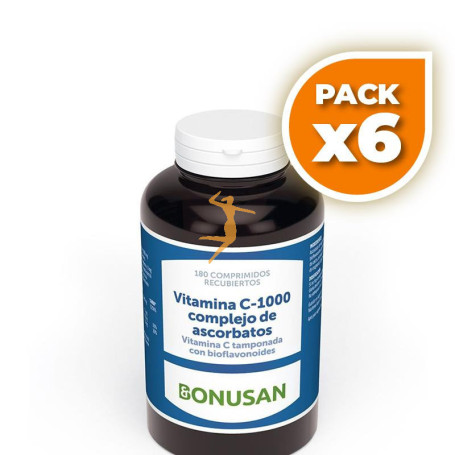 Pack 6x VITAMINA C-1000 COMPLEJO ASCORBATOS 180 COMPRIMIDOS BONUSAN