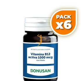 Pack 6x VITAMINA B12 ACTIVA 1000Mcg 60 COMPRIMIDOS BONUSAN