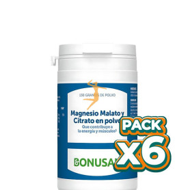 Pack 6x MAGNESIO, MALATO Y CITRATO EN POLVO 130 GR BONUSAN