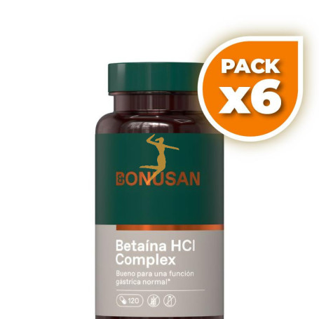 Pack 6x BETAÍNA HCL COMPLEX 120 CÁPSULAS BONUSAN