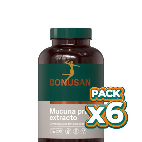 Pack 6x MUCUNA PRURIENS EXTRACTO 200 CÁPSULAS BONUSAN
