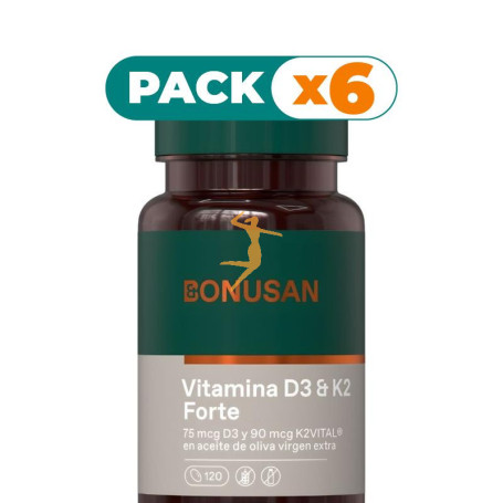 Pack 6x VITAMINA D3 & K2 FORTE 120 PERLAS BONUSAN