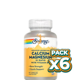Pack 6x CALCIUM AND MAGNESIUM 90 CÁPSULAS VEGETALES SOLARAY