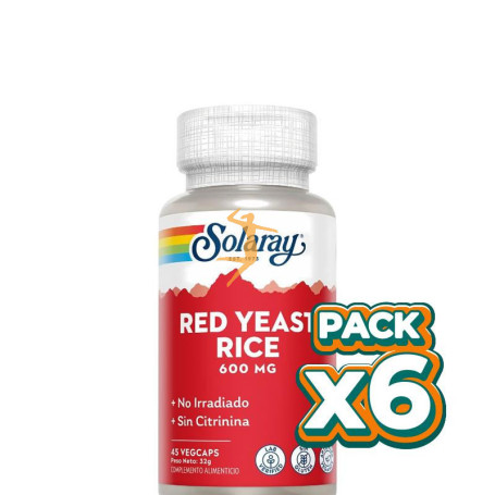 Pack 6x RED YEAST RICE 45 CÁPSULAS VEGETALES SOLARAY
