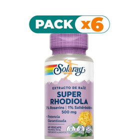 Pack 6x SUPER RHODIOLA 60 CÁPSULAS VEGETALES SOLARAY