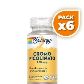 Pack 6x CHROMIUM PICOLINATE 200Mcg. 50 TABLETAS SOLARAY
