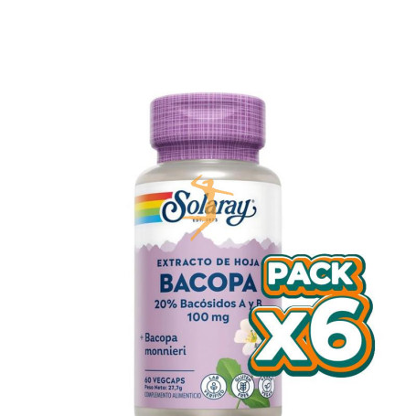 Pack 6x BACOPA 100Mg. 60 CÁPSULAS VEGETALES SOLARAY