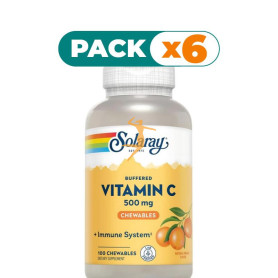 Pack 6x VITAMIN C 500Mg. 100 COMPRIMIDOS MASTICABLES NARANJA SOLARAY