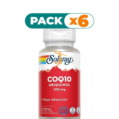 Pack 6x UBIQUINOL COQ-10 100Mg. 30 PERLAS SOLARAY