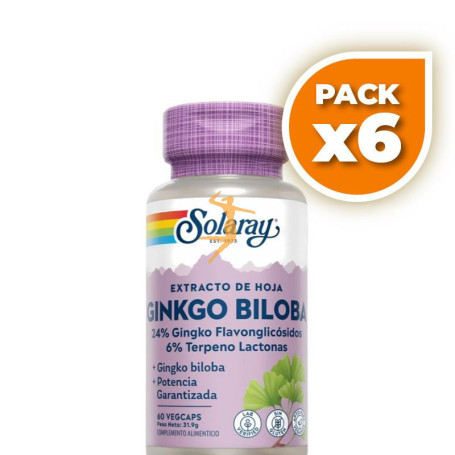 Pack 6x GINKGO BILOBA 60Mg. 60 CÁPSULAS SOLARAY
