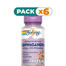 Pack 6x ASHWAGANDHA 470Mg. 60 CÁPSULAS VEGETALES SOLARAY