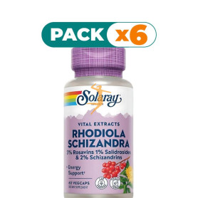 Pack 6x RODHIOLA Y SCHIZANDRA 500Mg. 60 CÁPSULAS VEGETALES SOLARAY