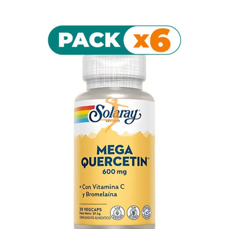 Pack 6x MEGA QUERCITIN 600Mg. 30 CÁPSULAS SOLARAY