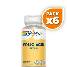 Pack 6x ACIDO FOLICO 800Mcg. 100 CAPSULAS VEGETALES SOLARAY