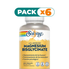 Pack 6x MAGNESIO BISGLYCINATE 240 CÁPSULAS VEGETALES SOLARAY