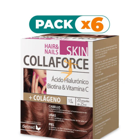 Pack 6x COLLAFORCE SKIN HAIR NAILS 20 AMPOLLAS DIETMED