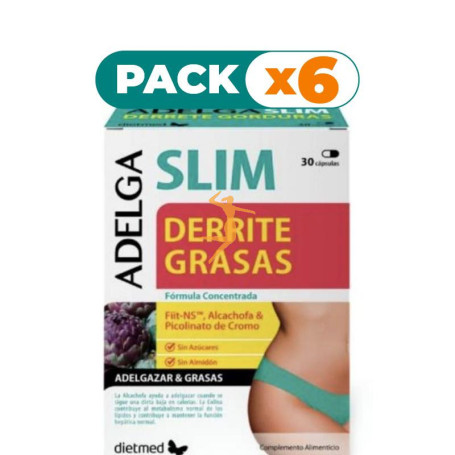 Pack 6x ADELGASLIM DERRITE GRASAS 30 CAPSULAS DIETMED